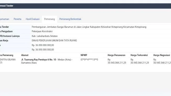 APH Diminta Untuk Periksa Kadis PUPR Labusel Diduga KongKaliKong Proyek Pembangunan Jembatan Sungai Barumun!!
