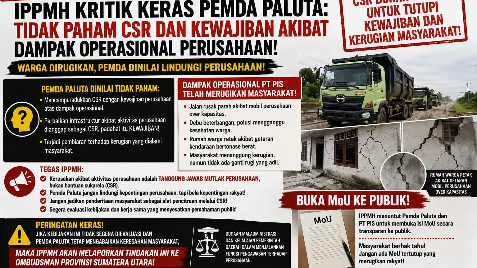 IPPMH Kritik Keras Pemda Paluta: Salah Pahami CSR, Warga Jadi Korban Dampak Operasional Perusahaan